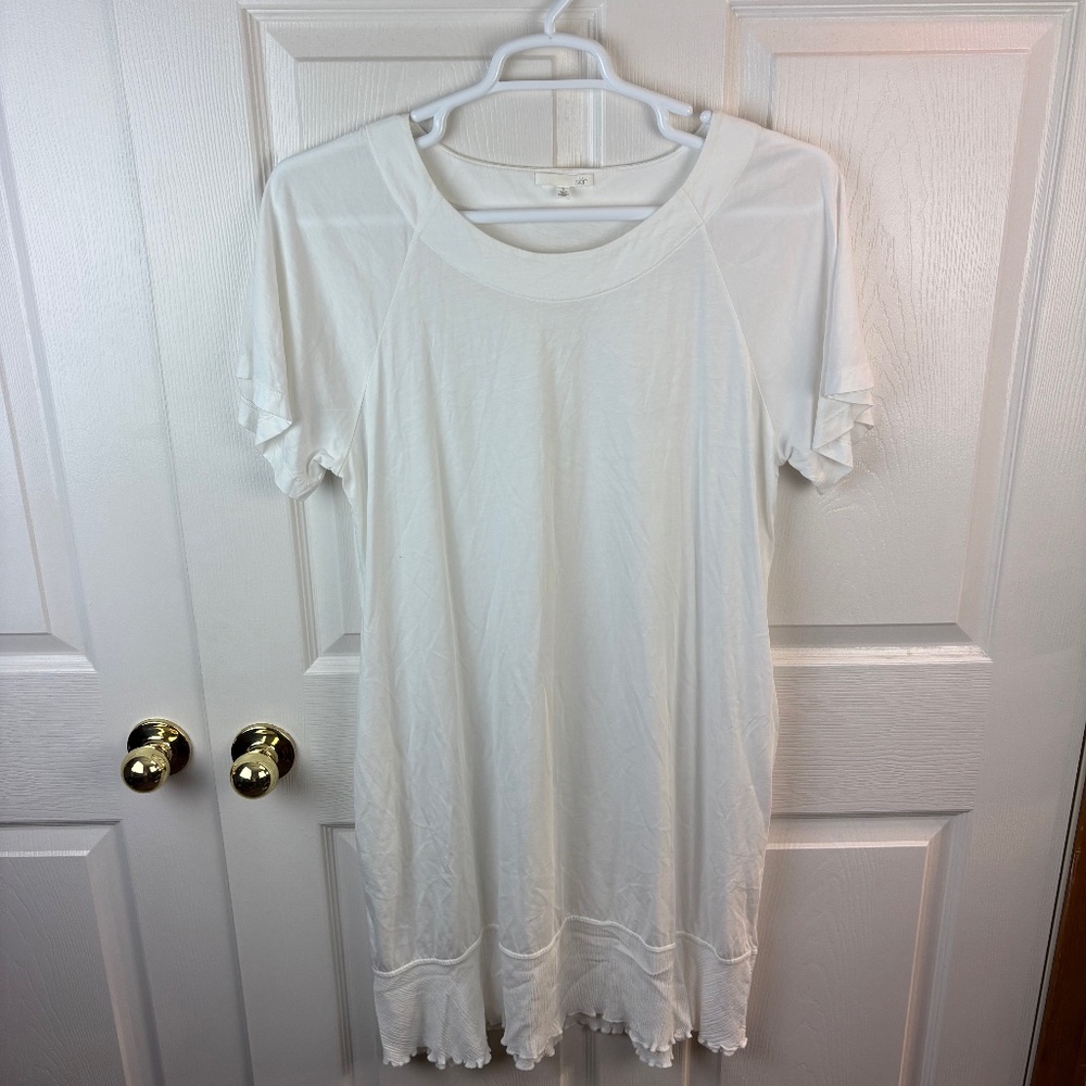Skin Worldwide Short Sleeve Ruffle Sleep Dress White